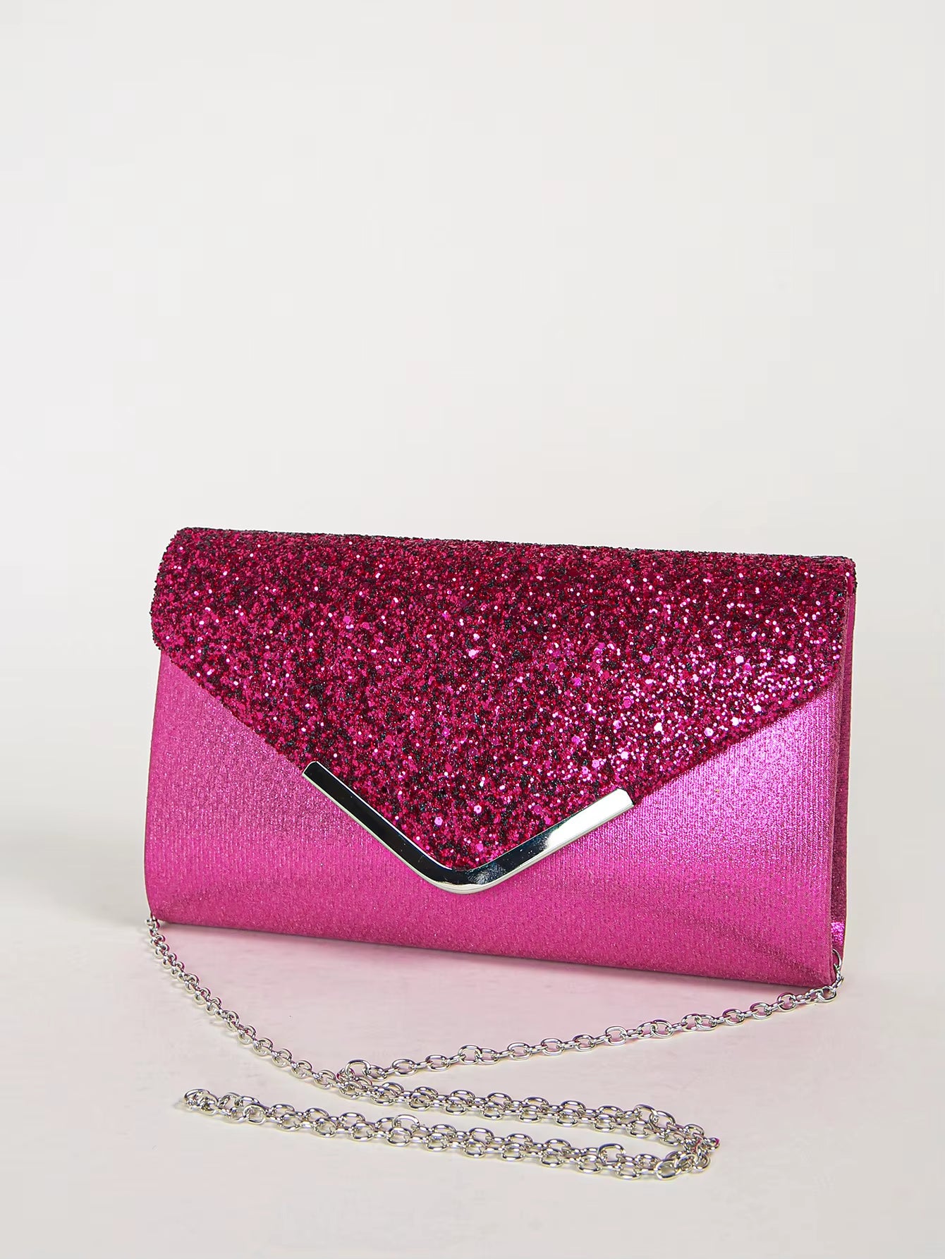 Women Evening Envelope Handbag Prom Sequin Clutch Purse Chain Shoulder Cross Body Bag for Party