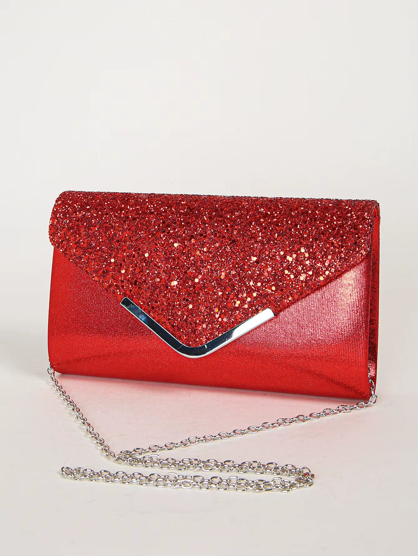 Women Evening Envelope Handbag Prom Sequin Clutch Purse Chain Shoulder Cross Body Bag for Party