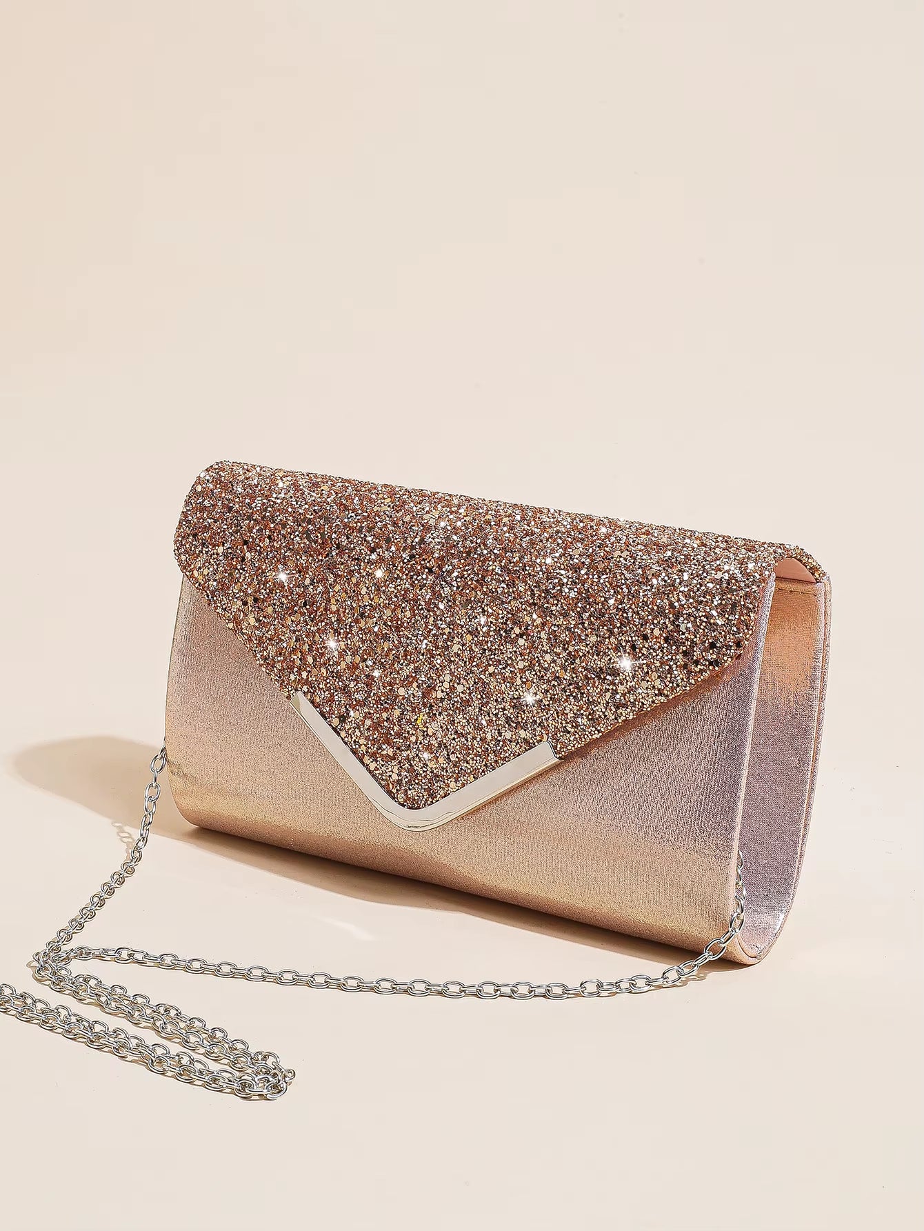 Women Evening Envelope Handbag Prom Sequin Clutch Purse Chain Shoulder Cross Body Bag for Party